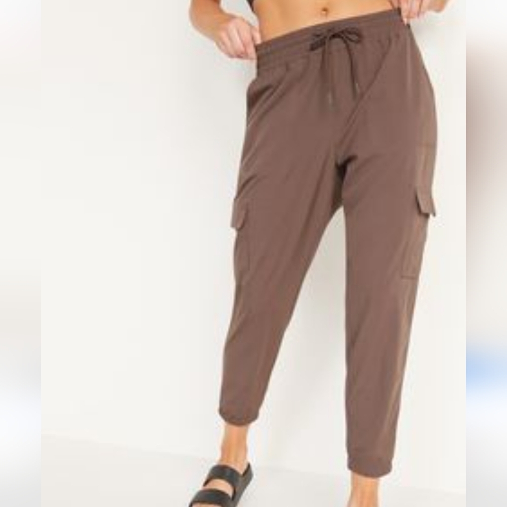 -Umgee olive green elastic waist pull string high waist ankle length cargo pants